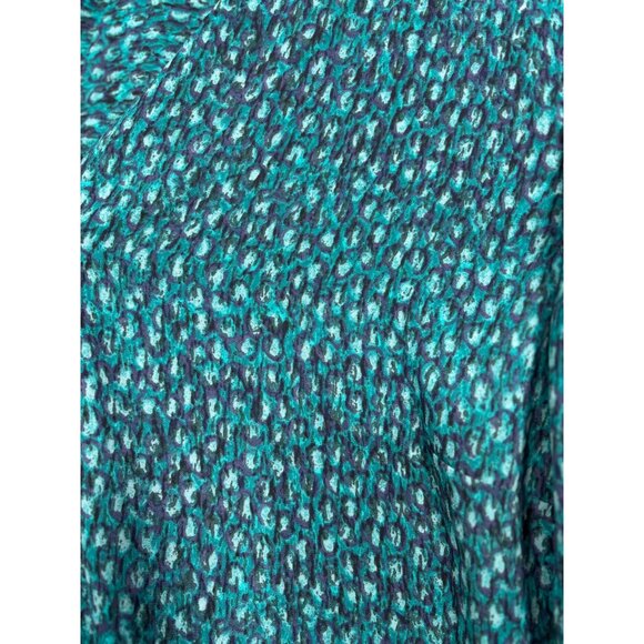 Talbots Womens 2X Blouse Teal Print LongSleeve Relaxed Fit - Picture 3 of 6